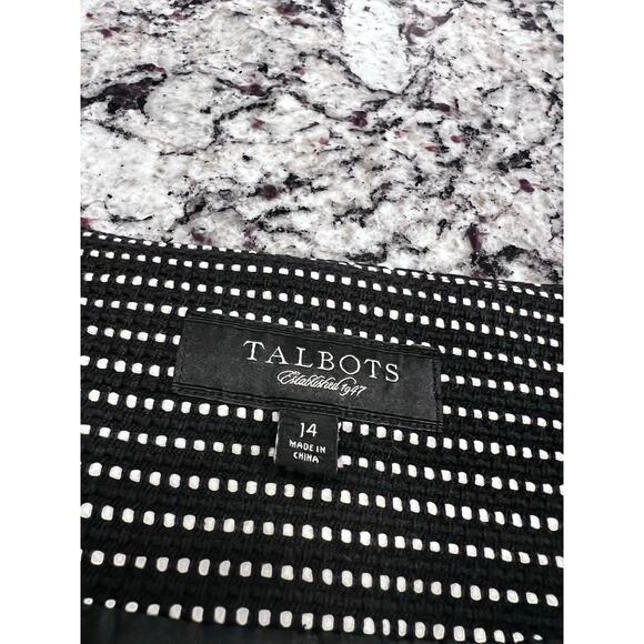 Talbots cropped polka dot blazer jacket size 14 3/4 sleeves black and white - Picture 8 of 12